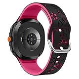PinnWaa Cinturino in Silicone compatibile con Samsung Galaxy Watch 8 40mm/44mm/8 Classic 46mm, Inciso Floreale, Sport Morbido Bracciali Ricambio da Donna per Galaxy Watch 8/8 Classic Nero/Rosa intenso