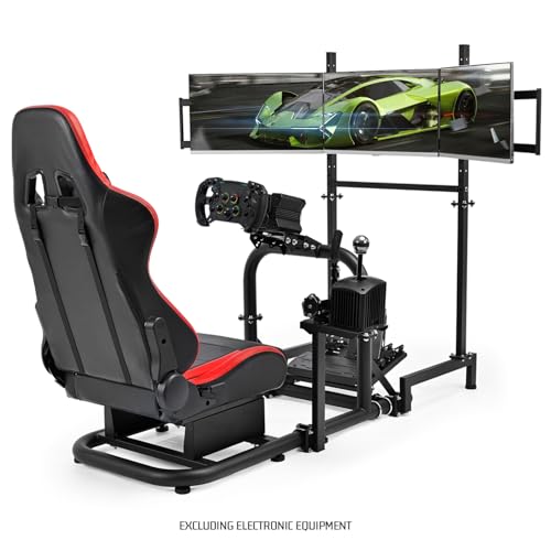 Anman Driving Simulator Cockpit with Triple Monitor Mount and Seat Fit for Logitech G29 G920,for Thrustmaster T248,for Fanatec,for Moza Racing Sim Cockpit Without Steering Wheel, Pedals and Shifter