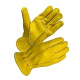 SKYDEER Full Premium Wild Elkskin Leather Work Gloves for Men, All-Weather Durable & Breathable, Anti-Slip Grip, Large Glove for Heavy-Duty Labor, Construction, and Gardening (SD8826/L)