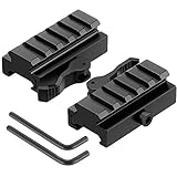 LONSEL Picatinny Riser Mount, Low Profile Rail Riser Mounts Adaptor with QD Lever Lock Quick Release & 5 Slots Picatinny Rails for Scope Rings Optics Sights, 1/2' H x 2.5''L (2 Pack)