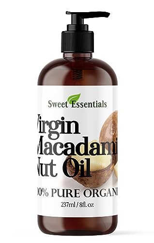 Organic Unrefined Macadamia Nut Oil | 8oz Imported From Italy | 100% Pure | Food Grade | Offers Relief From Dry, Cracked Skin, Eczema, Psoriasis, Dermatitis, Rosacea &amp; More | Best Natural Moisturizer
