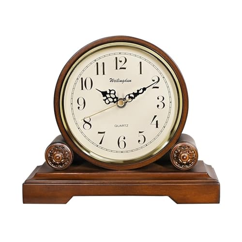 Reloj mesa chimenea sala estar retro mueble TV madera antiguo 2