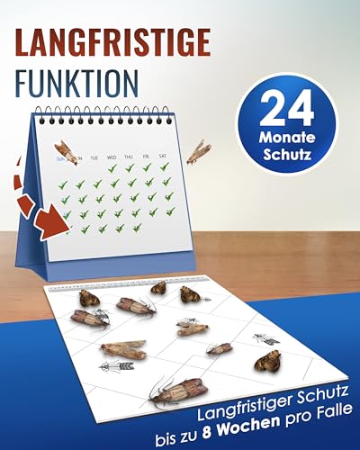 PIC Lebensmittelmotten Falle - 12 Lebensmittelmottenfallen - Mottenfalle mit Pheromon für ideale Wirkung - Mottenfalle Lebensmittel - Effektive Klebefallen zur Befallsermittlung von Lebensmittelmotten