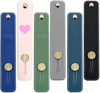 6 Pack Phone Grip Holder, 2 Styles, CKANDAY Portable Finger Cell Phone Grip Telescopic Phone Finger Strap Stand Universal Finger Kickstand for Most Smartphones Tablets,Love Patterns and Solid Colors