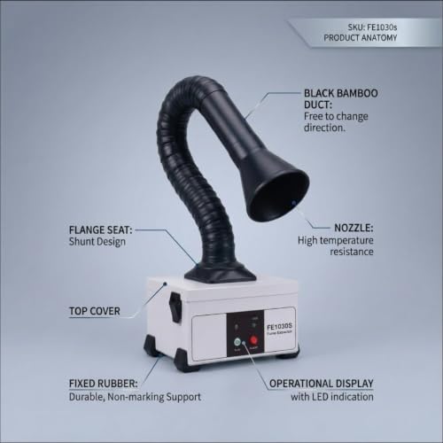 Image of SYNCRA FE1030S Fume Extractor | Mobile Small Fume Extractor for Soldering Smoke Purification and Laser Marking Smoke | Compact Portable Design for Electronics DIY Projects and Workbench Use