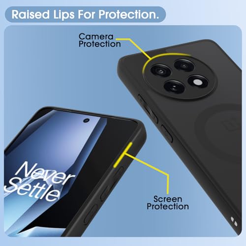 Image of Amazon Basics Back Cover for OnePlus 13R 5G Compatible with Mag-Safe Smoke Back | Shockproof Design | Hard Transparent Back Case (Black Smoke Mag-Safe)