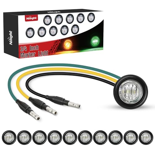 Nilight 3/4" Dual Color Marker Light Kit, Amber/Green, 10PCS