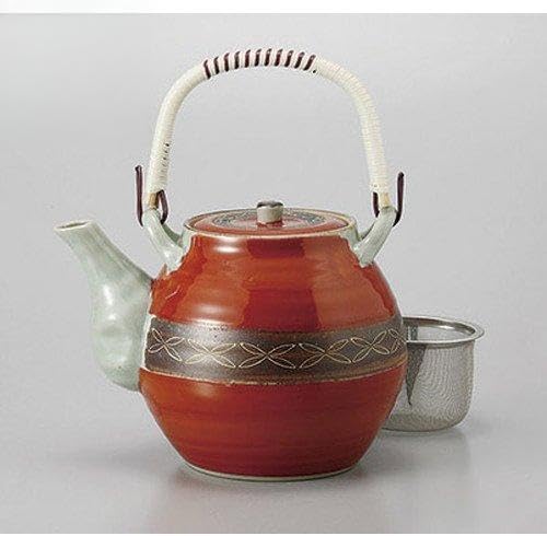 Set of 3 Dobins Red Maki Kinsai Universal No. 8 Earthenware (With Wire Mesh) (U) [5.9 x 6.1 inches (15 x 15.6 cm), 1450cc] [Restaurants, Ryokan, Japanese Tableware, Restaurants, Commercial Use,