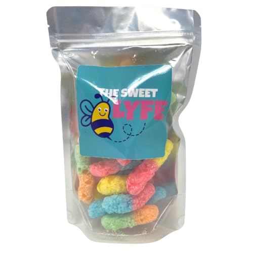 The Sweet Lyfe Freeze Dried Gummy Worms, Made with Delicious Sour Brite Crawlers, Trolli Gummy Worms for a Mouthwatering Experience, Perfect for Snacks, Desserts and Parties…