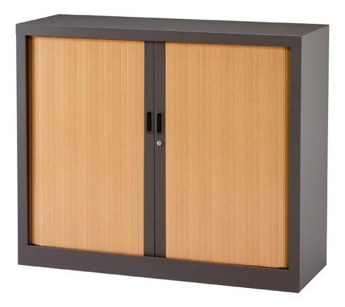 VINCO Armoire Basse à Rideaux monoblocs Generic 100 x 120 cm Anthracite-hêtre