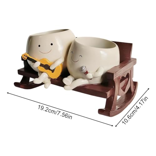 Pots de en résine avec trous de drainage style double tête - 7