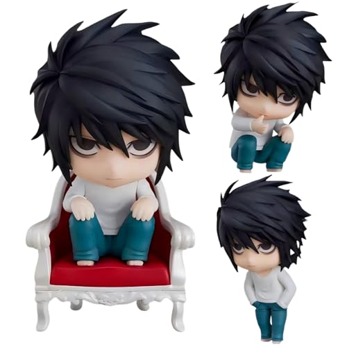 Keyhvao 10CM Light Yagami,L Figure Movable and Interchangeable Accessories Model Statue Death Note Anime Figures PVC Material Desktop Decoration Gifts for Fans (L)