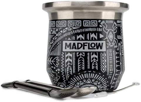 BALIBETOV Set completo Yerba Mate – Borraccia moderna Mate (266,2 ml), thermos con 2 beccucci (100 ml), 2 cannucce Bombilla – Kit di qualità superiore (champagne