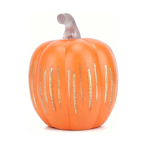 Starry Night Pumpkins, Starry Night LED Pumpkin Lights, Decorative Timer Illuminated Resin Pumpkins with Sparkling Effect for Home Bedroom Hallway