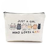 XMRSOY Cat Lover Makeup Bag, Waterproof Travel Cosmetic Pouch, 9.8 x 6.7 inches, Aesthetic Canvas Bag, Zipper Closure, Gift for Women (five cat)