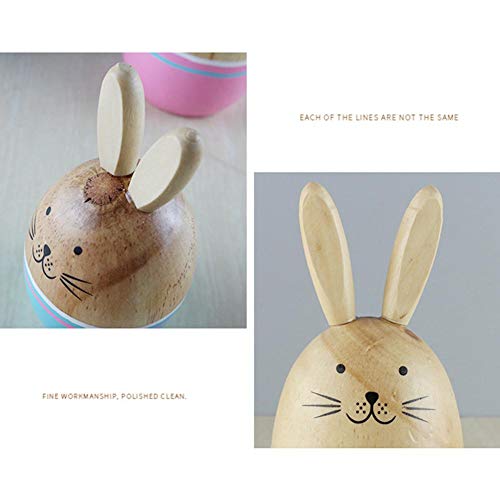 Enfeites de casa WinnerEco, 4 peças, lindos coelhos da família, artesanal, artesanato de madeira mac