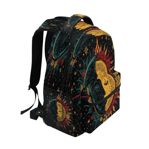 Moon Sun Star Black Backpack for School Boys Girls Adults Kids Bookbag Laptop Bag 18L2