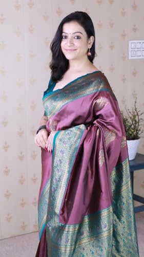 Image of SGF11 Women's Kanjivaram Pure Soft Silk Saree With Blouse Piece