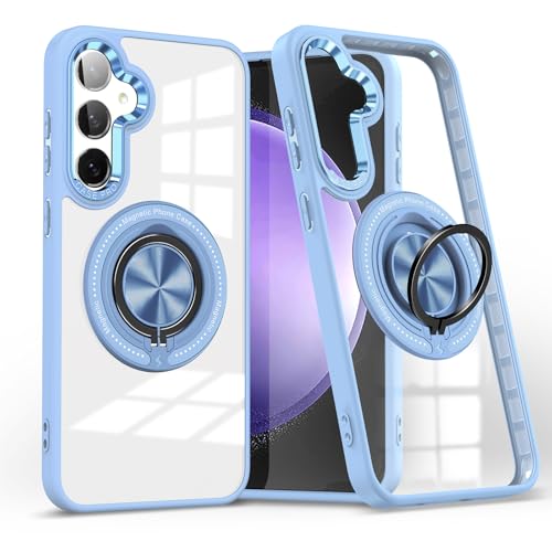 Coque Samsung A55 5G transparente bleu clair MagSafe avec anneau