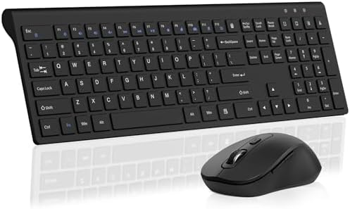 Wireless Mouse and Keyboard Combo, Full-Size Computer Keyboard with Calculator Button, 2400 Dpi Ergonomic Mouse, Ultra-Thin Cordless USB Keyboard and Mouse Set for Laptop Windows Mac – Black Wireless Mouse and Keyboard Combo, Full-Size Computer Keyboard with Calculator Button, 2400 Dpi Ergonomic Mouse, Ultra-Thin Cordless USB Keyboard and Mouse Set for Laptop Windows Mac – Black