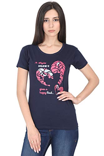 Image of FLEXIMAA Women's Cotton Printed Round Neck Half Sleeve T-Shirt