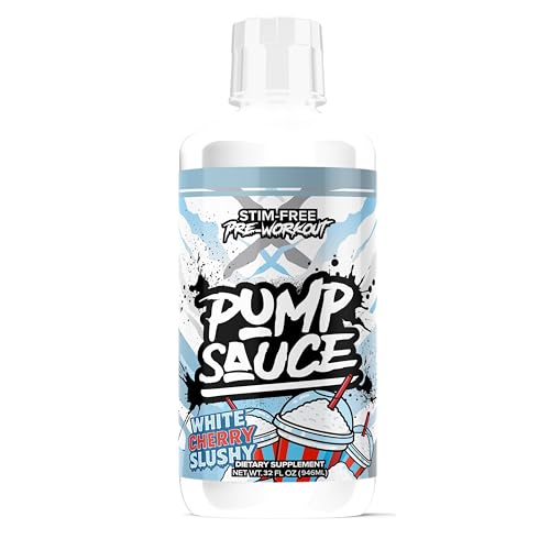 Pump Sauce Pre-Workout - 32 oz White Cherry No Caffeine Full Spectrum Liquid Gluten Free Vegan Zero Sugar