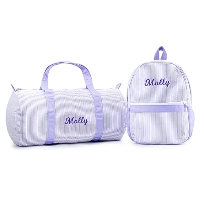 MT WORLD Daycare Backpacks with Lunch Boxes Set,Personalized Checkered Backpacks and Lunchboxes,Travel Daypack with Lunch Bag,Purple Checkered Daypack Lunchbags Set