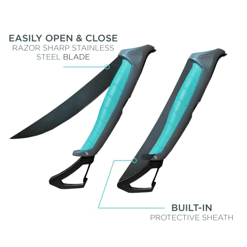 Toadfish Stowaway Folding Filet Knife With Built In Carabiner -7Inch #TOP1