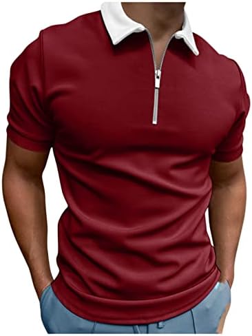 TANTORA Polo Shirts for Men Plus Size Quarter Zip Short Sleeve Golf Shirts Stretch Casual Slim Fit Athletic Tennis T-Shirts