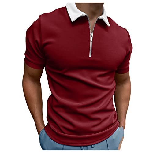 Tantora Polo Shirts For Men Plus Size Quarter Zip Short Sleeve Golf Shirts Stretch Casual Slim Fit Athletic Tennis T-Shirts #TOP1