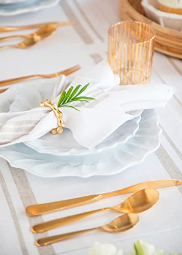 Solino Home Linen Table Runner 14 X 60 Inches – 100% Pure Linen French Stripe Table Runner For Summer, Dining – Handcrafted From European Flax – Natural And White #TOP3