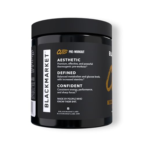 BLACKMARKET CUTS Pre Workout - Flavored Energy Powdered Drink Mix for Men & Women, Great for Muscle Definition, Thermogenic, Creatine Free, (Peach Ring, 30 Servings) - Thumbnail 3