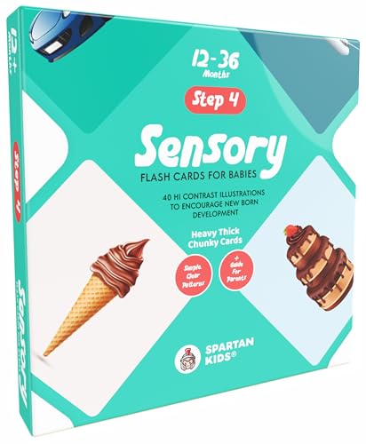 Image of SPARTAN KIDS Sensory Flash Cards for New Born Babies | Hi Contrast Illustrations to Encourage Infants Development Black & White Flash Cards for Age 12 to 36 Months | 40 Flash Cards