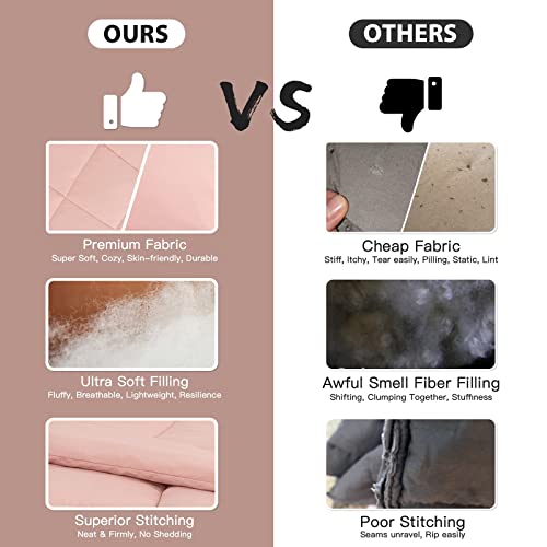 Recyco Twin/Twin Xl Comforter Set For College Girls Boys, Duvet Insert Bed Comforters & Sets With Pillow Sham, Lightweight Ultra Soft Quilted Down Alternative Comforter, Blush Pink #TOP6