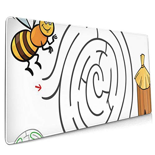 Multi-Function Gaming Mouse Pad, Non-Slip Rubber Base, Computer Keyboard Mouse Pads for Office and Games - Cartoon of Education Maze Labyrinth Activity Game Children