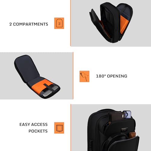 Image of F Gear Reign Anti-Theft Premium Black Laptop Backpack|30L Water-Resistant Bag|2 Compartments, 3 Pockets, 180 Opening, USB & Type C Port, Number Lock, Hidden Pocket, Fits 17 Inch Laptop|Men & Women