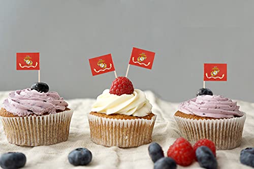 Qqsd Us Marine Corps Toothpick Flag Air Force Small Mini Navy Cupcake Topper Military Flags, 4 Kinds 200 Pcs #TOP6