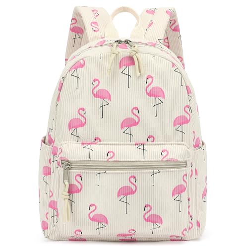 Corduroy Mini Backpack Purse for Women Girls Fashion Small Backpack for Adults Teens Kids School Travel (Flamingo)
