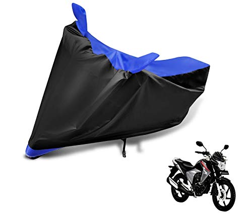 Image of Auto Hub Bike Cover Compatible with CB Unicorn 150 with Mirror Pocket, Dustproof, Heat Resistant, Triple Stitched, CB Unicorn Bike Cover- Black, Blue