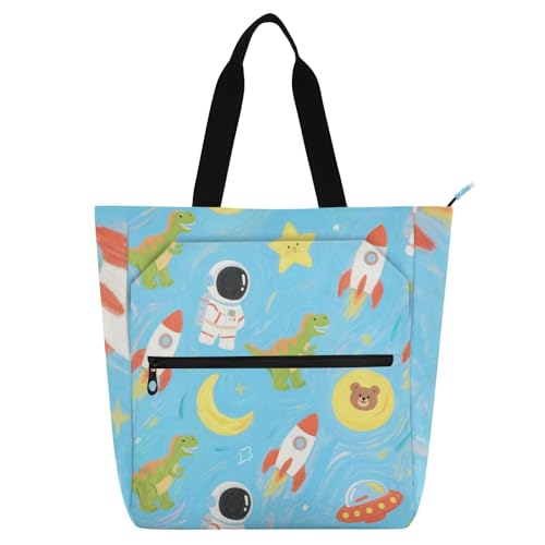Bolsa de tela de dibujos animados con amplios bolsillos para uso diario e informal