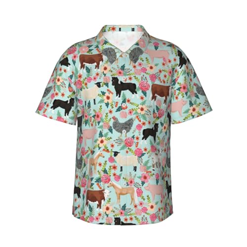 Chemise hawaïenne homme manches courtes imprimé animal vêtement de plage respirant