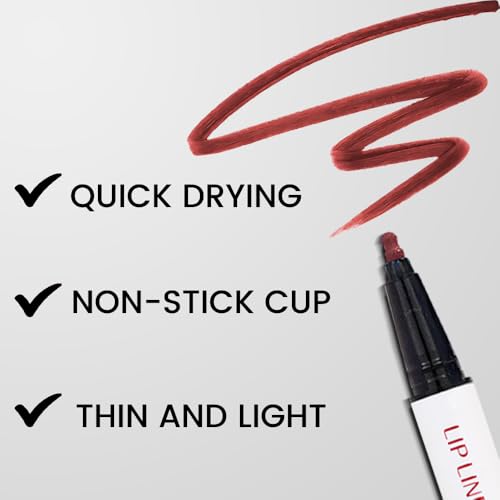 Image of 3Pcs Longwear Liquid Lip Liner Stain Marker Pen Set Long Lasting Waterproof, Dark Black Cherry Wine Red Matte 24 Hour Lip Liner and Lipstick Combo, Color Stay Lipliner All Day, Lip Stains peel off