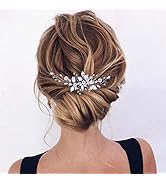 YBSHIN Bride Wedding Hair Combs Silver Crystal Blue Hair Bands Beaded Headpieces Leaves Bridal Ha...