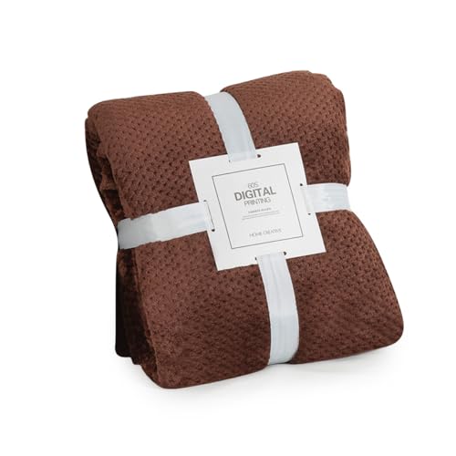 LumiSyne Waffle Honeycomb Throw Blanket Solid Color Luxury Flannel 4 Fluffy Soft Warm Snuggle Blanket Cosy Bedspread Coverlet Bed Cover Decorative Throw For Sofa Bed Armchair 150×200cm