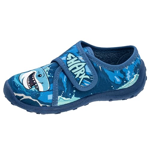 Fischer 632335 Children's Slippers Boys Car Truck Print, blue, 27 EU