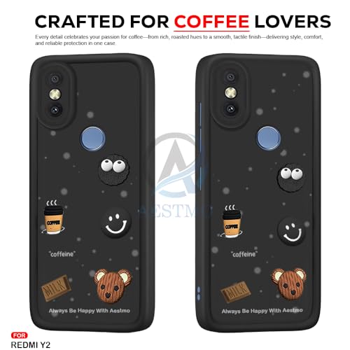 Image of AESTMO Back Case Cover for Redmi Y2 Cover | Cute Fun Cartoon 3D Ball | Coffee Silicone Case | Full Body Protection | Camera Protection Back Cover for Redmi Y2 (Black)