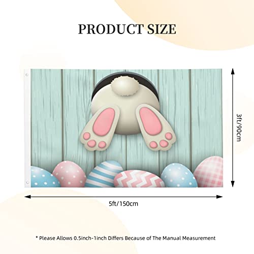 Funny Easter Bunny Cute Rabbit Eggs Double-Sided Printed Flag 3X5 Foot, Holiday Garden Yard House Flags Greeting Banner, Indoor Outdoor Holiday Home Decorations #TOP2