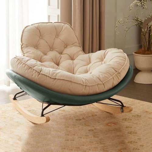 JIESOO Living Room Rocking Chairs Upholstered Glider Rocker Glider Chair Oversized Cushion Padded Seat for Living Room Bedroom(Green)