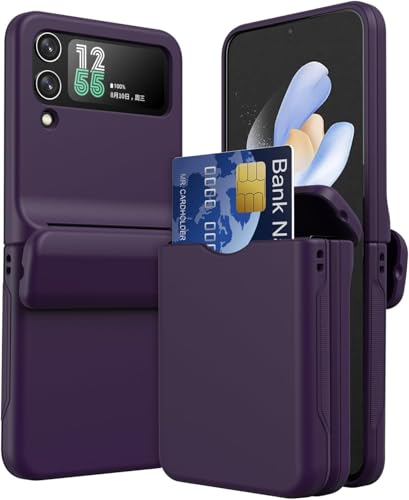 Coque Galaxy Z Flip 3 violette avec porte-cartes et protection de charnière antichoc