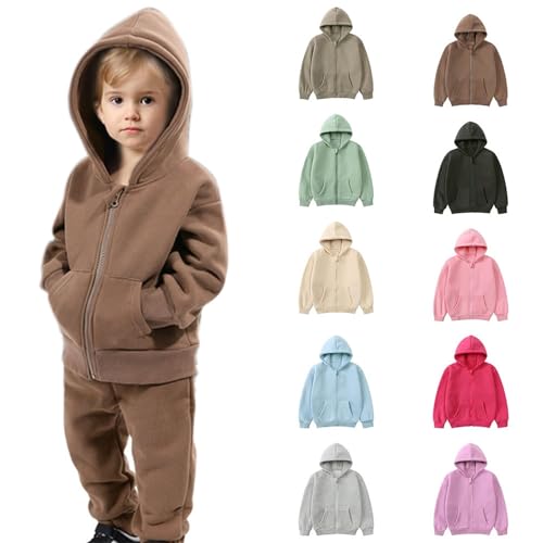 Moletom infantil com capuz forrado de lã, casual, com zíper, sólido, leve, outono, inverno, manga co